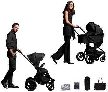 MUUVO QUICK SE 2 SPACERÓWKA GONDOLA WÓZEK 2w1 SE2 LUX TORBA CHROMIUM BLACK