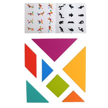 Wooden Pattern Blocks Set Kids Tangram Educational