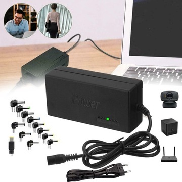 UNIWERSALNA ŁADOWARKA DO LAPTOPA 96W Z 8 WTYCZKAMI DO WIELU STYLÓW LAPTOPÓW