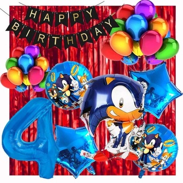 ZESTAW BALONÓW NA 4 URODZINY SONIC 23SZT