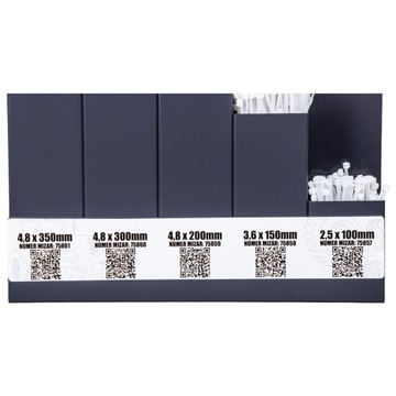 НАБОР БЕЛЫХ КАБЕЛЬНЫХ СТЯЖЕК 500 шт. Органайзер MIZAR с кабельными стяжками