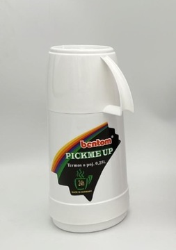 TERMOS 250 ML Z KUBKIEM SZKLANY WKŁAD MIX KOLORÓW