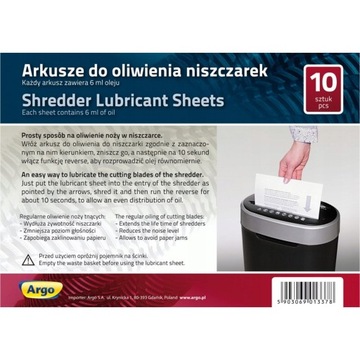 OLEJ DO NISZCZAREK W ARKUSZACH A5 10 SZTUK ARGO