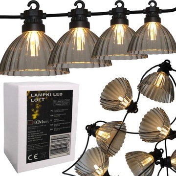 LAMPKI LED OGRODOWE GIRLANDA ŚWIETLNA DO OGRODU NA TARAS 4,5 M 10 LED LOFT