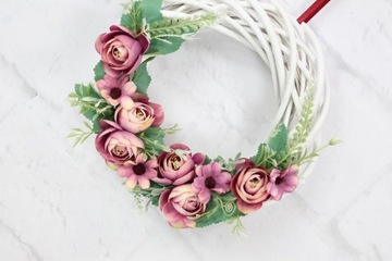 Цветочный венок, пион, украшение на дверь, бордовый