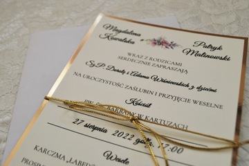 10 szt. ZŁOTE ZAPROSZENIA ŚLUBNE GREAT GLAMOUR