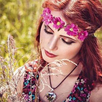 Kwiatowe opaski na głowę 5szt bezuciskowe festiwal