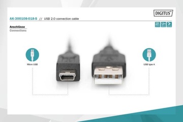 Кабель Mini USB-USB 2.0 для зарядки и передачи, 1 м