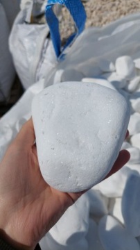 Белоснежная греческая галька тасос декоративные камни 60-90 мм 1000 кг