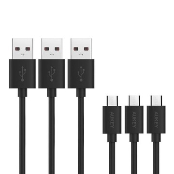 Aukey CB-D10 — 3 кабеля Micro USB, 1,2 м, быстрая зарядка 3.0, черный