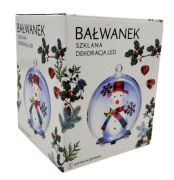 Лампа «Снеговик» Стеклянное украшение Светодиодные батарейки