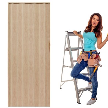 DRZWI HARMONIJKOWE WEWNĘTRZNE SKŁADANE/ŁAMANE DĄB SONOMA MAT 80CM MOCNE