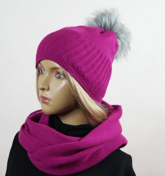 KOMPLET CZAPKA + KOMIN pompon # 40