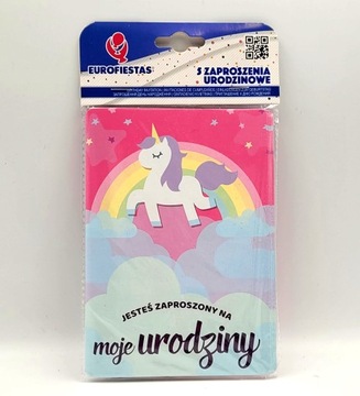 Zaproszenie na urodziny Jednorożec Unicorn 5szt.