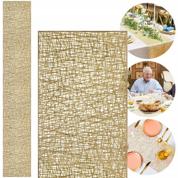 Bieżnik dekoracyjny z PVC 35 x 150 cm złoty ozdoba na stół