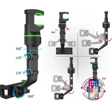 АВТОМОБИЛЬНЫЙ ДЕРЖАТЕЛЬ ТЕЛЕФОНА ДЛЯ СМАРТФОНА НА АВТОМОБИЛЬНОМ ЗЕРКАЛЕ, РЕГУЛИРУЕМЫЙ