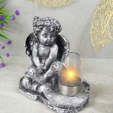 СЕРАЯ ГИПСОВАЯ ФИГУРКА Гробница СОЛНЕЧНАЯ СВЕТОДИОДНАЯ ЛАМПА