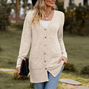 СТИЛЬНЫЙ ЖЕНСКИЙ ДЛИННЫЙ ТЕПЛЫЙ СВИТЕР НА ПУГОВИЦАХ Торжественное платье