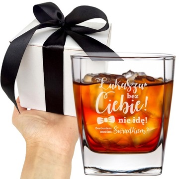 PROŚBA O ŚWIADKOWANIE SZKLANKA DO WHISKY Z GRAWEREM ZAPROSZENIE DLA ŚWIADKA