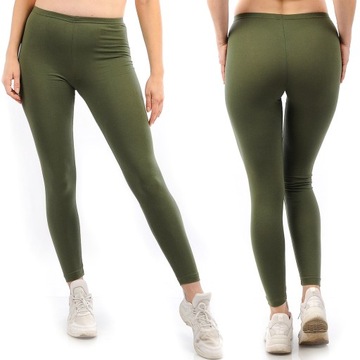 Legginsy damskie długie Polskie Getry Bawełniane KHAKI M 38