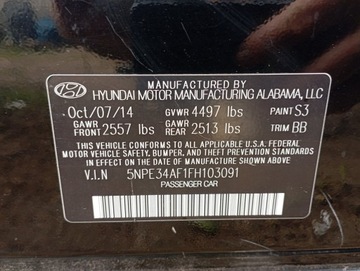 HYUNDAI SONATA VII 14-20 ČTVRTKA PRÁH SLOUPEK LEVÝ USA