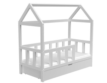 Łóżko dziecięce domek z barierką + szuflada 120x60 stelaż gratis