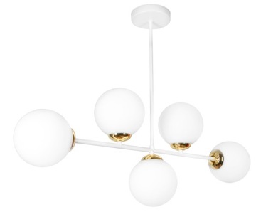 LAMPA WISZĄCA SUFITOWA ŻYRANDOL ZŁOTA BIAŁA KULE