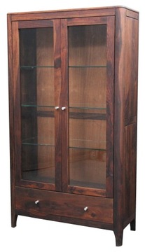 WITRYNA Drewniana Palisander Orzech Retro Przeszklona Szafka BROOKLYN BGM24