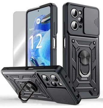 PANCERNE ETUI SLIDE do XIAOMI REDMI 12 +SZKŁO 9H