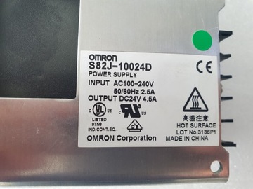 Импульсный источник питания OMRON S82J-10024D постоянного тока 24 В 4,5 А