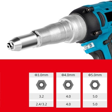 NITOWNICA ELEKTRYCZNY AKUMULATOROWY DO NITÓW 2,4-5,0 MM + 2 Bateria 18V