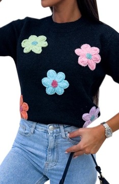 Włoski sweterek 3D kwiaty kwiatki kwiatami FLOWERS