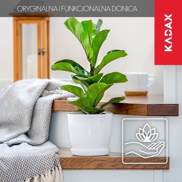 DONICZKA Z PODSTAWKĄ PLASTIKOWA OSŁONKA DONICA 20cm BIAŁA NA KWIATY KADAX