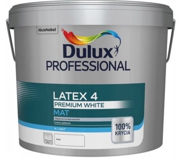 DULUX PROFESIONAL PRO LATEX PREMIUM WHITE FARBA DO ŚCIAN I SUFITÓW BIAŁA 9L