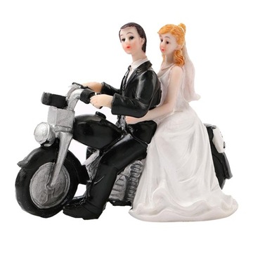 Ślubna figurka z żywicy motocyklowej ozdoba na wierzch tortu