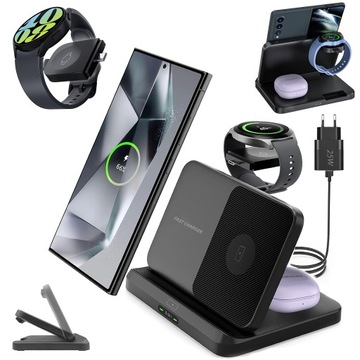 Ładowarka Bezprzewodowa Indukcyjna Szybka do Samsung ZFlip Fold Watch 6 3w1