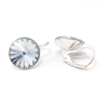 Srebrne kolczyki z kr. Swarovski Rivoli 12mm BLSH
