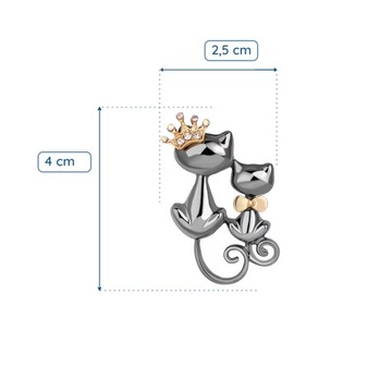 PINETS Broszka z cyrkoniami Kotek Kot Cyrkonie