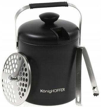 ВЕДРО ДЛЯ ЛЬДА + ЩИПЦЫ LUGO МАТОВЫЙ ЧЕРНЫЙ 1,3л