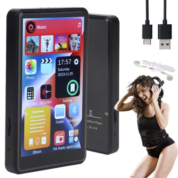 ODTWARZACZ MP4 MP3 EKRANEM DOTYKOWYM GŁOŚNIK BLUETOOTH 1000 MAH 16 GB USB