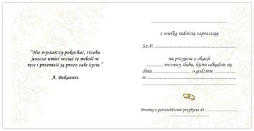 ZAPROSZENIA NA 60 ROCZNICĘ ŚLUBU DIAMENTOWE GODY BEZ KOŚCIOŁA + koperta