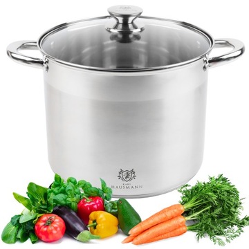 WYSOKI GARNEK DUŻY INDUKCJA GAZ 11L ZE STALI NIERDZEWNEJ 18/0 POKRYWA 26cm