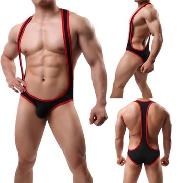 B154 Męskie erotyczne body na szelkach - XL