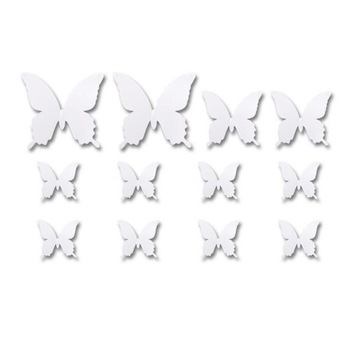 NAKLEJKI NA ŚCIANĘ 3D BIAŁY MOTYL SALON DEKORACJA 12 SZT