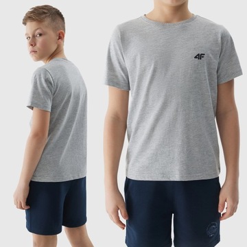 T-SHIRT CHŁOPIĘCY 4F GŁADKI KOSZULKA DZIECIĘCA BASIC SS24
