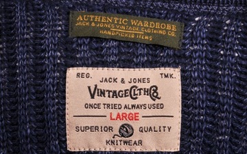 JACK&JONES sweter SLIM blue GRANDDAD _ L