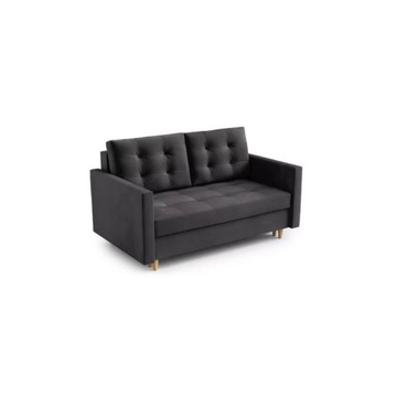SOFA Z FUNKCJĄ SPANIA MAŁA KANAPA DWUOSOBOWA 155X90 DREWNIANE NOGI LEILA