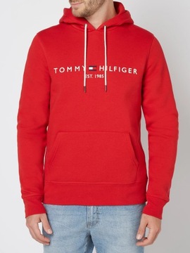 tommy hilfiger bluza meska z kapturem est 1985 czerwona bawełniana