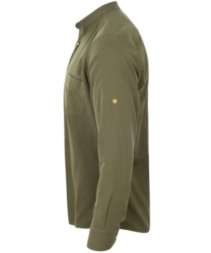 Хлопковая РУБАШКА, ЗЕЛЕНЫЙ ВОРОТНИК-СТОЙКА, XL SLIM