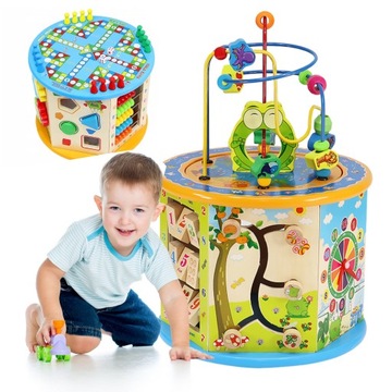 DREWNIANA KOSTKA EDUKACYJNA SORTER 8w1 UKŁADANKA
